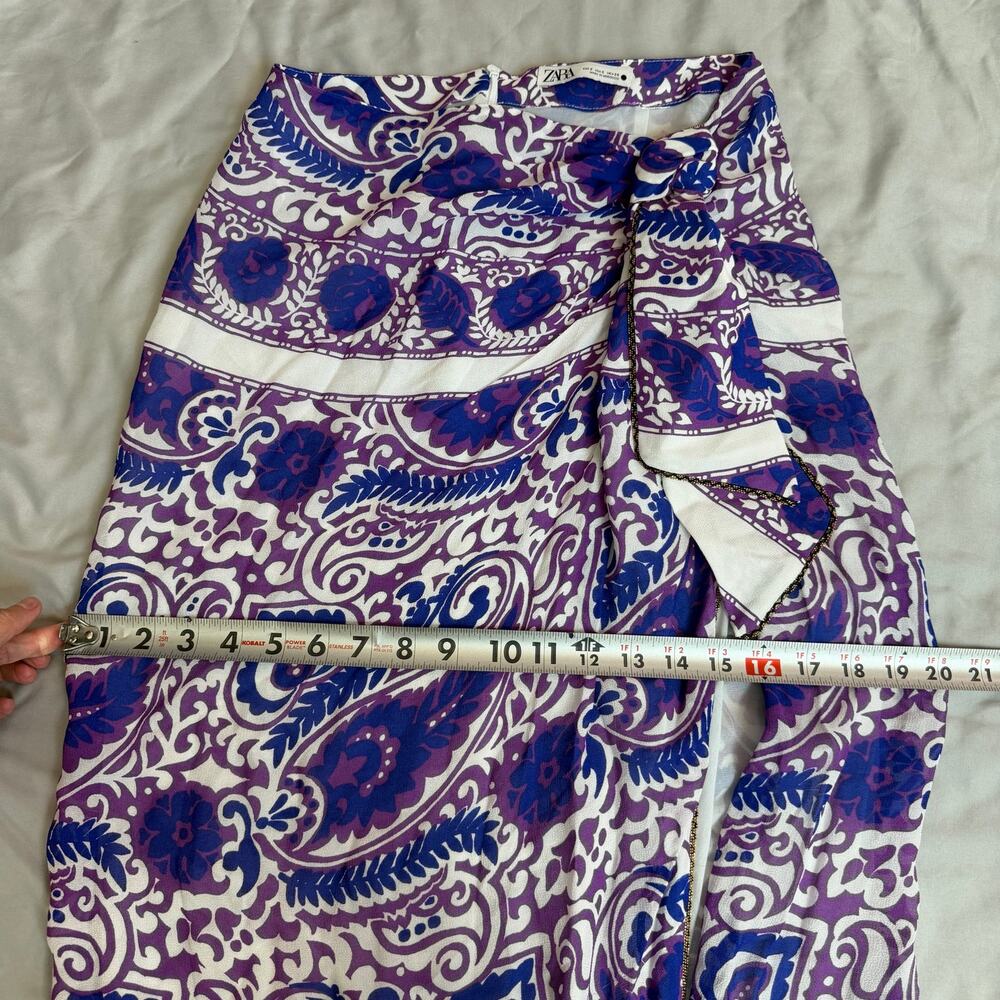 Zara Purple Blue Paisley Wrap Sarong Swimsuit Cover Up Skirt S - Picture 10 of 14
